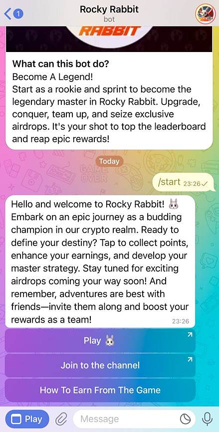 How to participate in Rocky Rabbit on Telegram-step 2