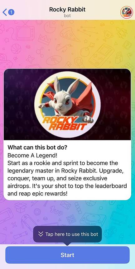 How to participate in Rocky Rabbit on Telegram-step 1
