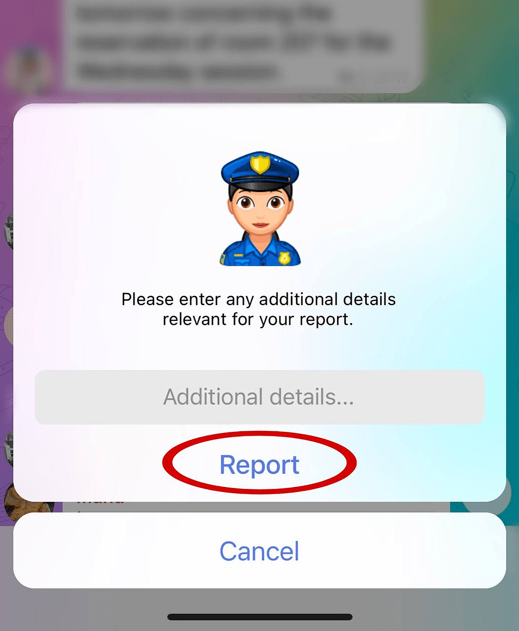 report someone on telegram-step 3