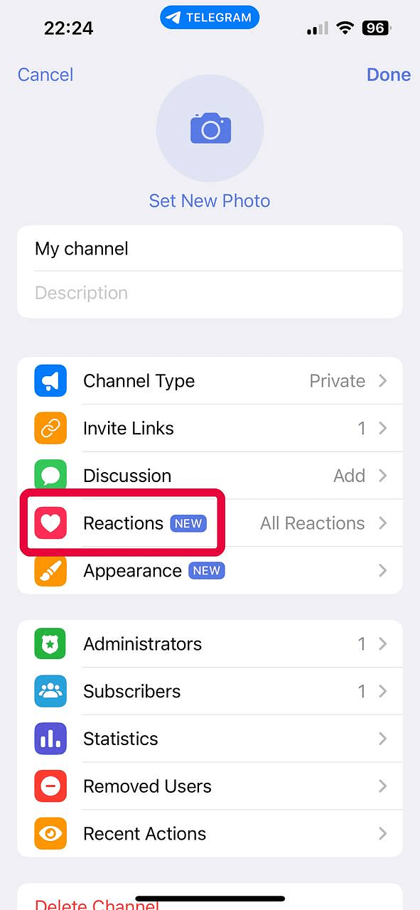 How to Enable and Disable Telegram Reactions on a Telegram Channel-step2