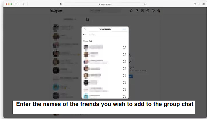 Create a Group Chat on Instagram on the Web-step 3
